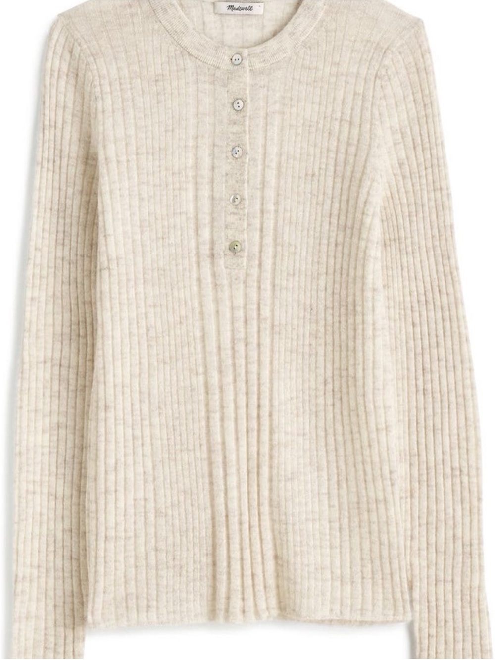 Alpaca Blend Ribbed Henley Sweater - Picture 7 of 10